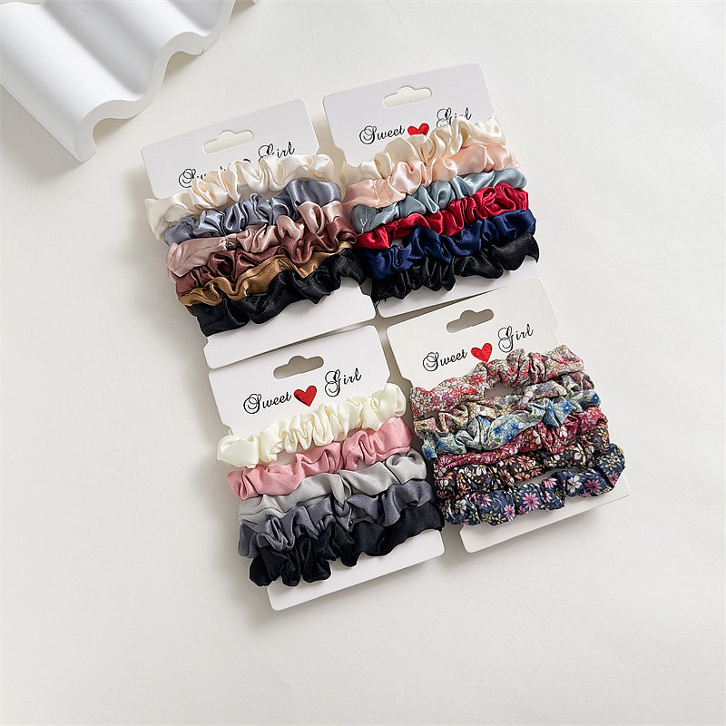 women's simple style ditsy floral solid color satin hair tie