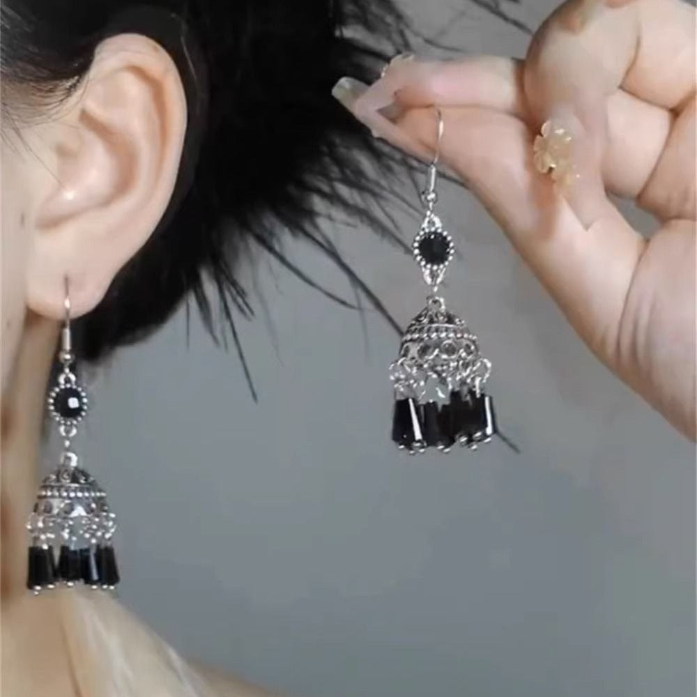 Ethnic style earrings women's retro temperament handmade bird lantern lantern fringed earrings