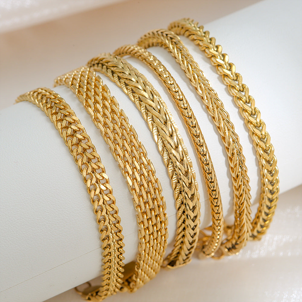 Retro Solid Color 304 Stainless Steel Bracelets In Bulk