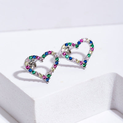 1 Pair Elegant Simple Style Heart Shape Copper Zircon Ear Studs