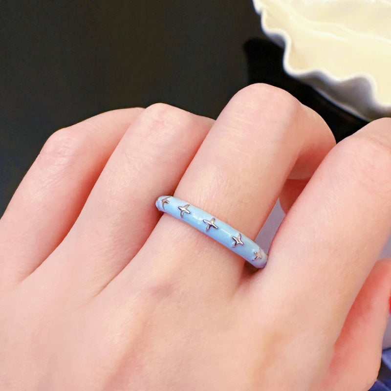 Copper Four Leaf Clover Heart Shape Flower Open Rings