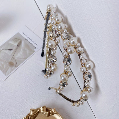 korean pearl wrapped full drill headband