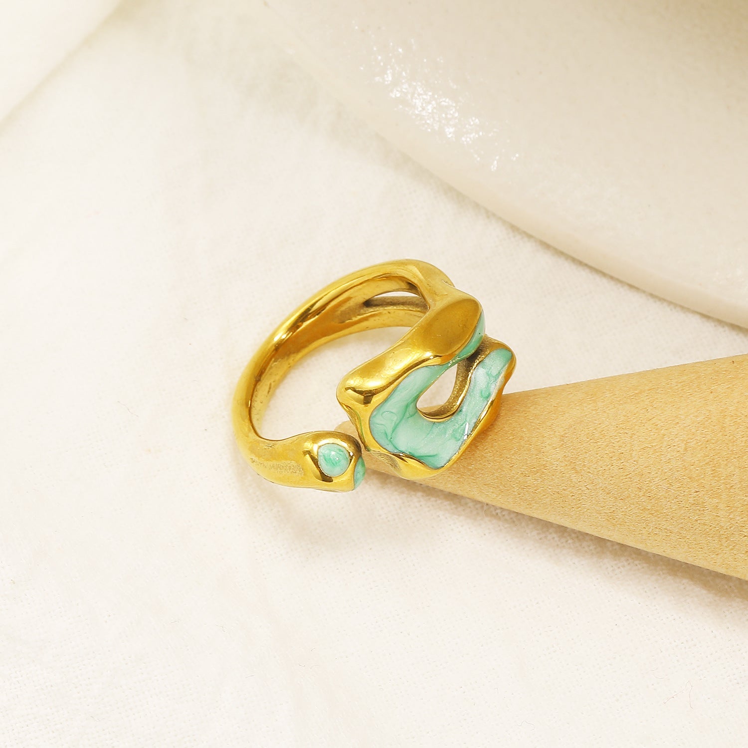 Jewelry Casual Simple Style Irregular 304 Stainless Steel 18K Gold Plated Enamel Rings
