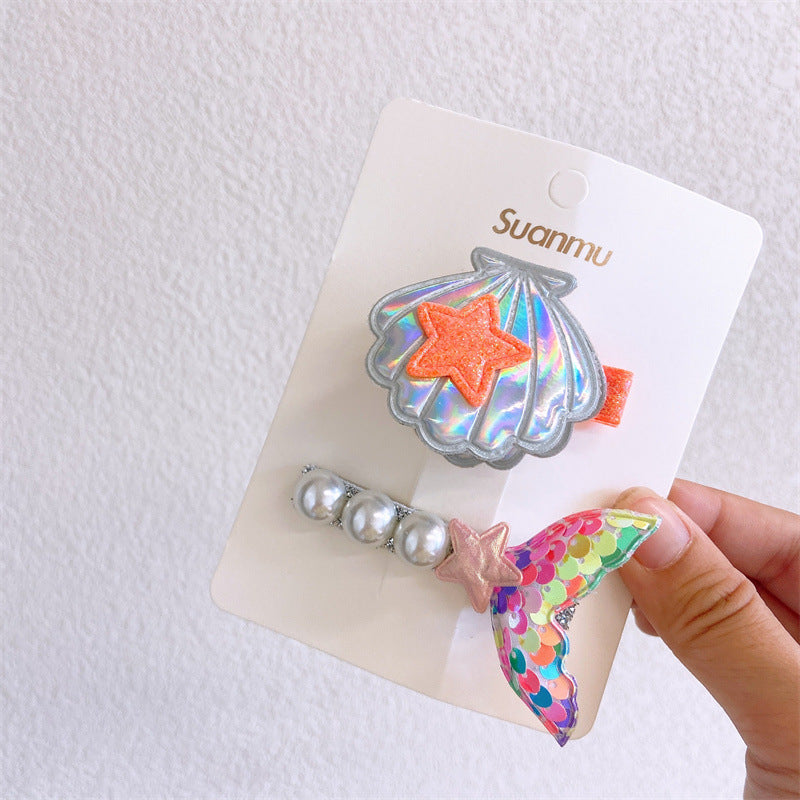 Girl'S Simple Style Classic Style Mermaid Cloth Contrast Collar Hair Clip