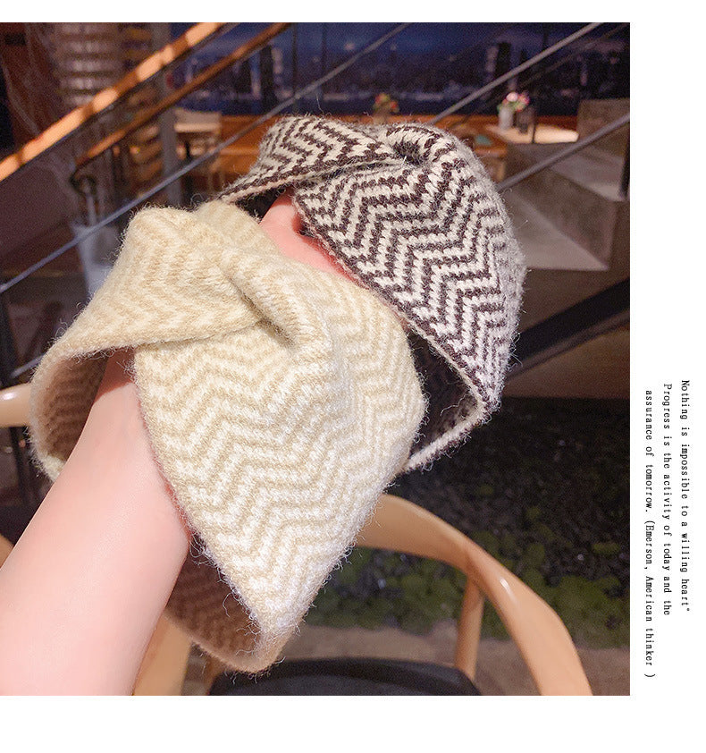 Women's Casual Simple Style Stripe yarn Rib-Knit Hair Band