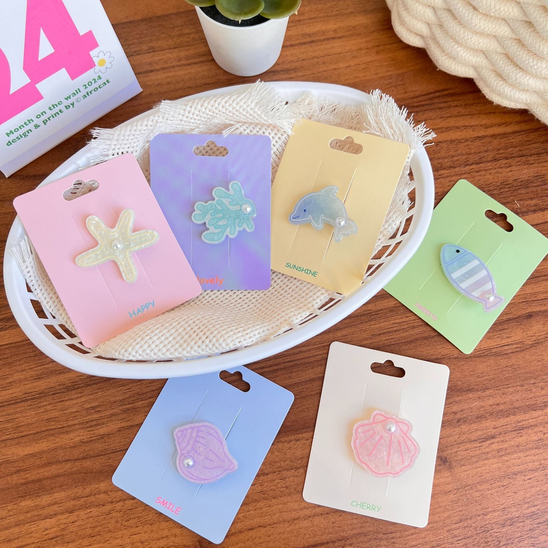 Women's Marine Style Starfish Fish Arylic Hair Clip