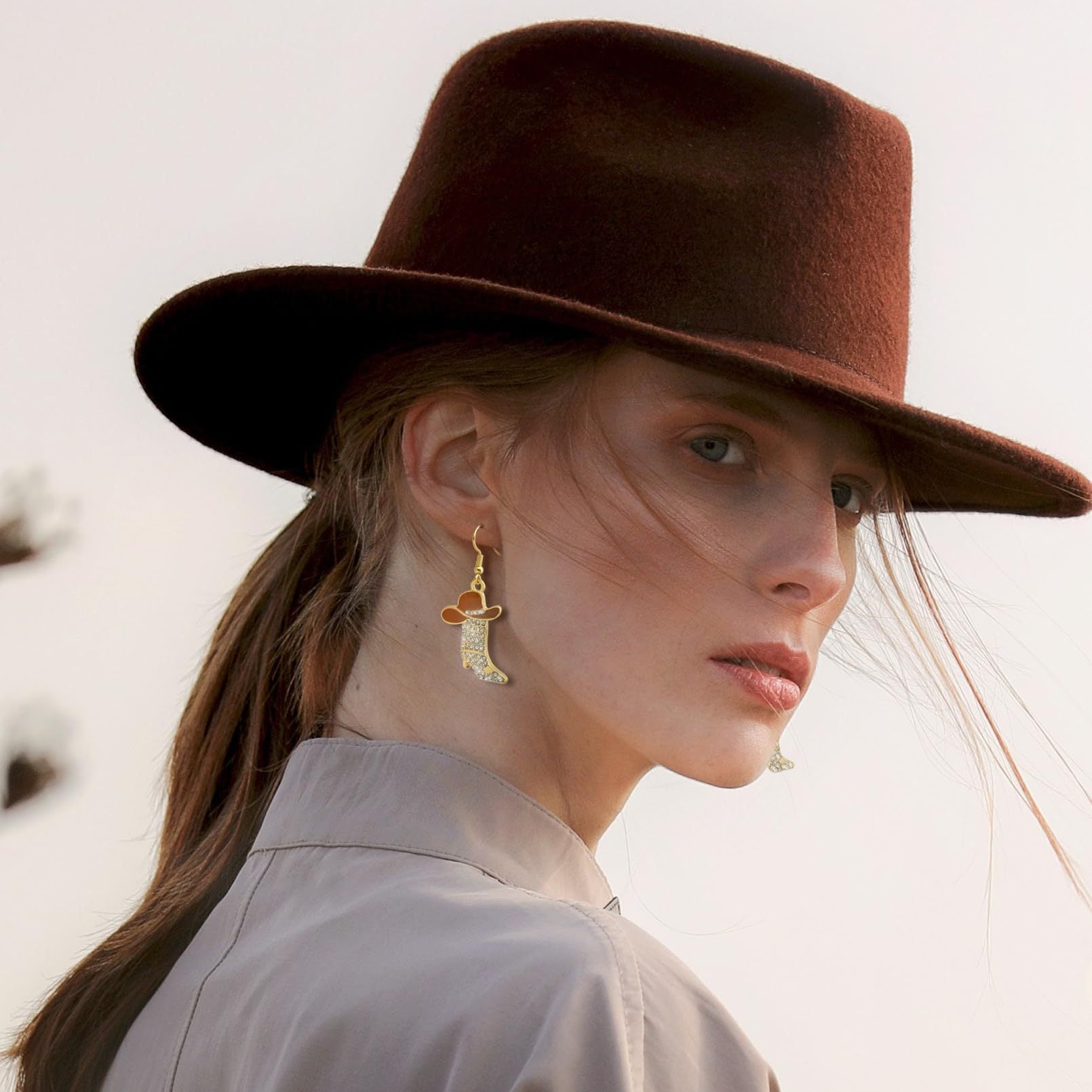 1 Pair Casual Simple Style Streetwear Boots Plating Copper Zircon Drop Earrings