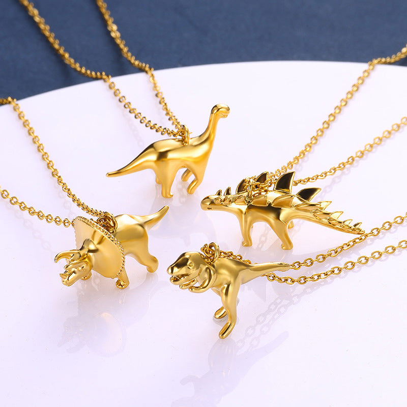 Jewelry Cute Hip-Hop Dinosaur Titanium Steel Plating Pendant Necklace