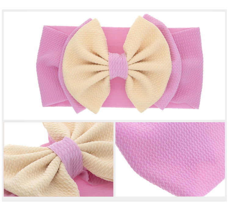 fashion children's solid color double-layer bowknot hairband