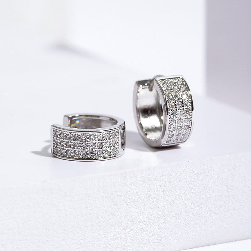 1 Pair Hip-Hop Streetwear Geometric Copper Zircon Earrings