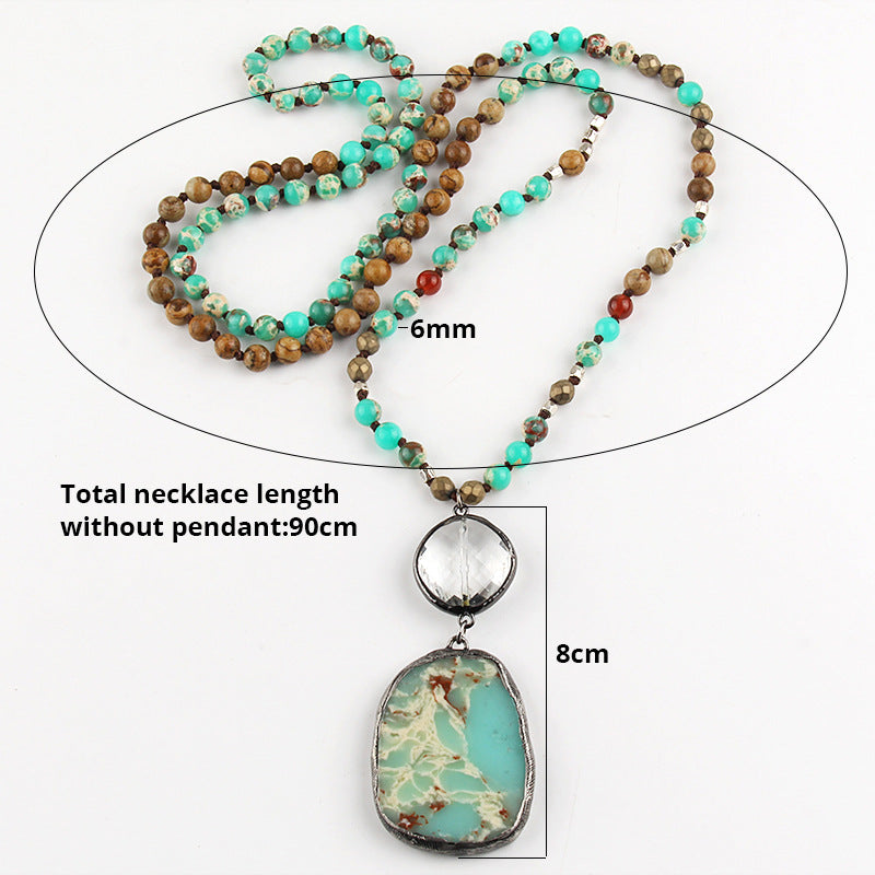 Bohemian Geometric natural stone Beaded Chain Pendant Necklace In Bulk