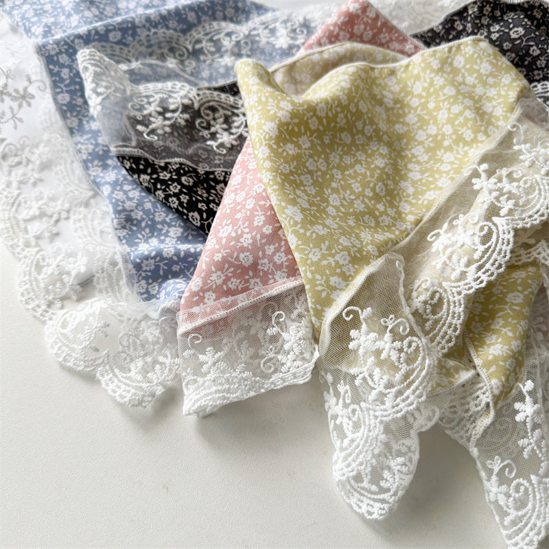 Small Floral Scarf 2024 New Floral Tie Hair Scarf Sense Shawl Lace Stitching Hair Band Scarf