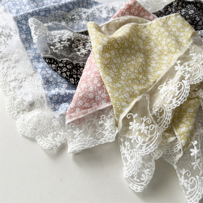 Small Floral Scarf 2024 New Floral Tie Hair Scarf Sense Shawl Lace Stitching Hair Band Scarf
