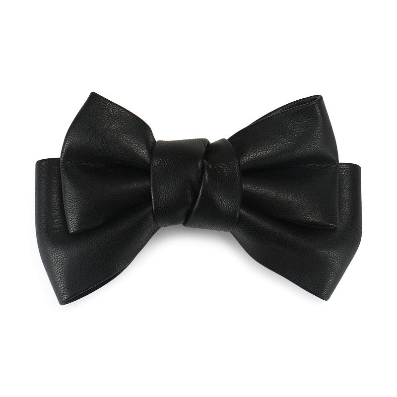 Women's Simple Style Classic Style Bow Knot Pu Leather Hair Clip