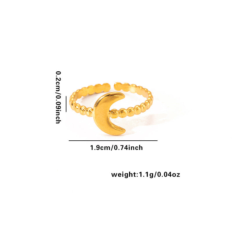 Jewelry Elegant Love Moon Leaves Titanium Steel Open Rings