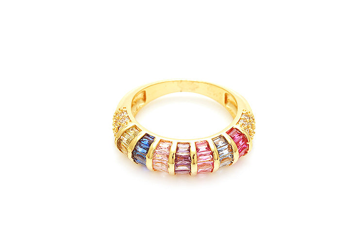 Copper Plating Geometric Zircon Copper Rings