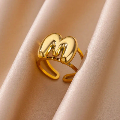 Jewelry Simple Style Letter 304 Stainless Steel Plating Open Rings