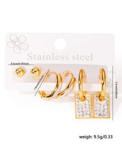 1 Set Elegant Star Heart Shape 304 Stainless Steel Drop Earrings