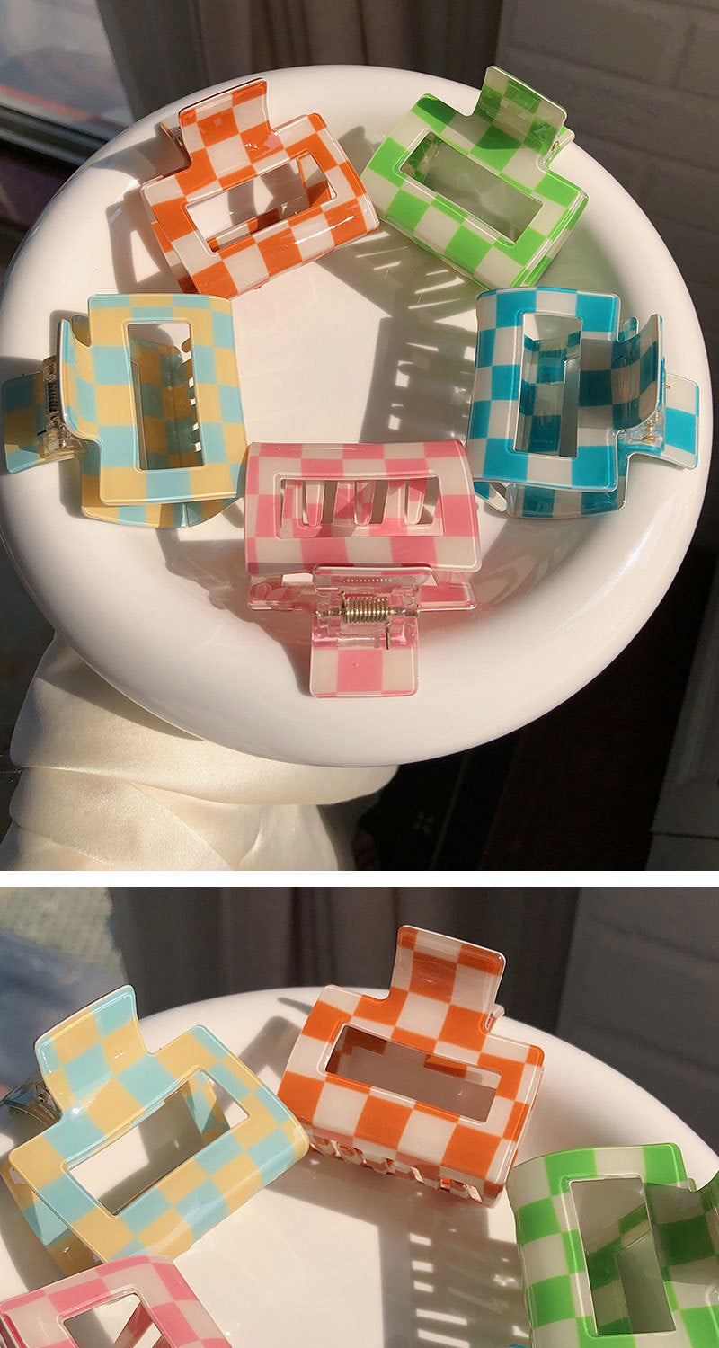 Women's Simple Style Lattice PVC Hair Claws