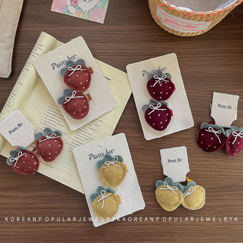 Sweet Girl'S Strawberry Cloth Hair Clip Hair Tie