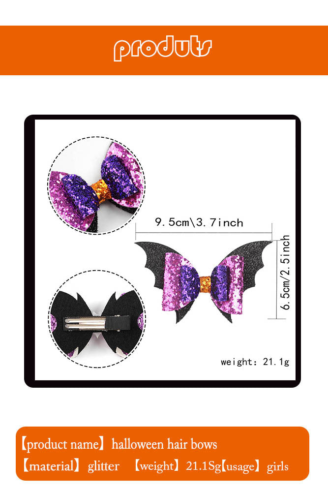 Girl'S IG Style Cool Style Pumpkin Spider Bow Knot Cloth Sequins Hair Clip