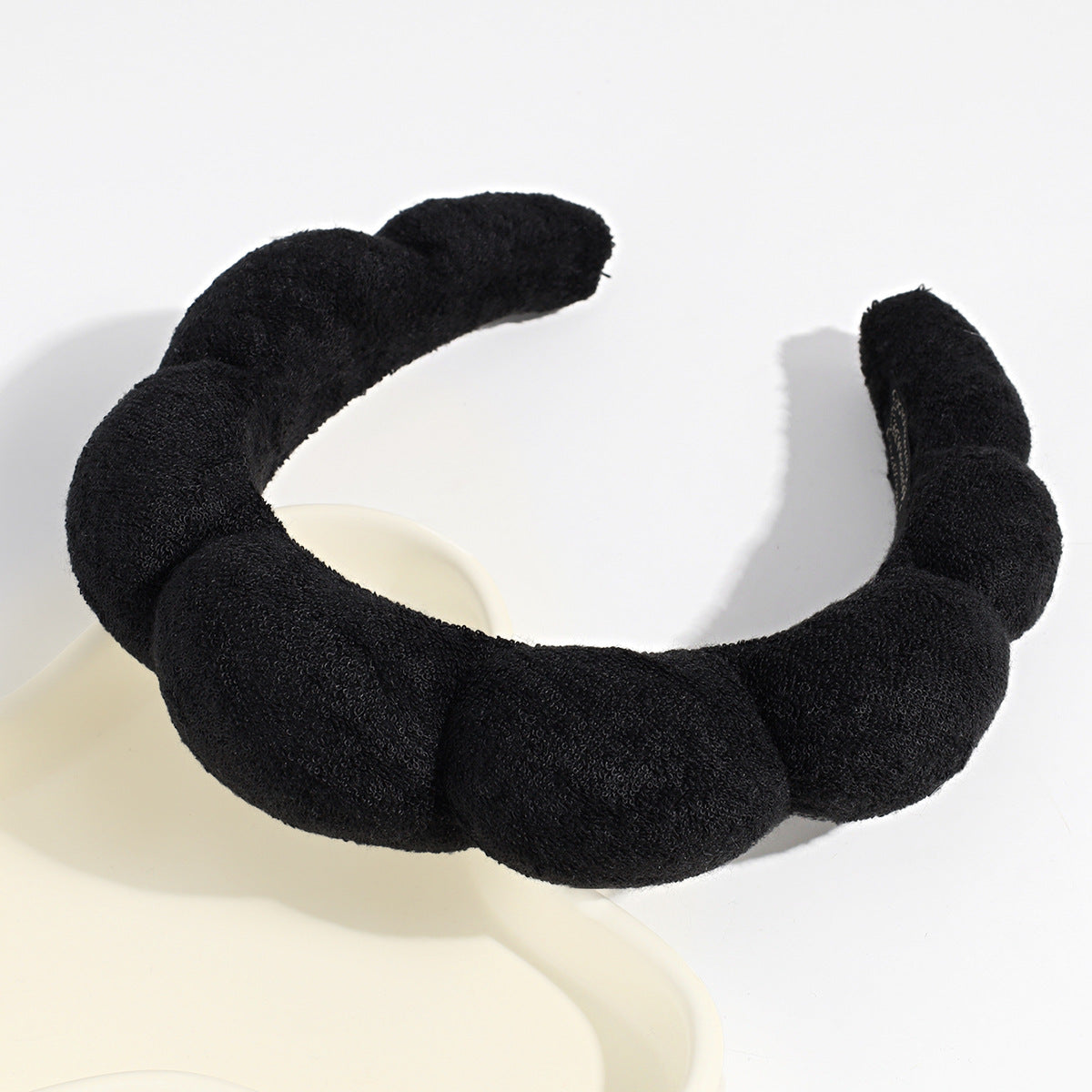 women's lady solid color sponge knit rib-knit hair band