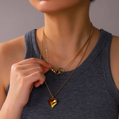 Jewelry IG Style Retro Heart Shape Titanium Steel Plating Pendant Necklace