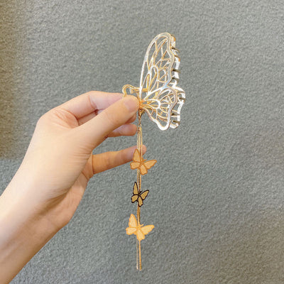 retro butterfly metal pendant tassel hair clip