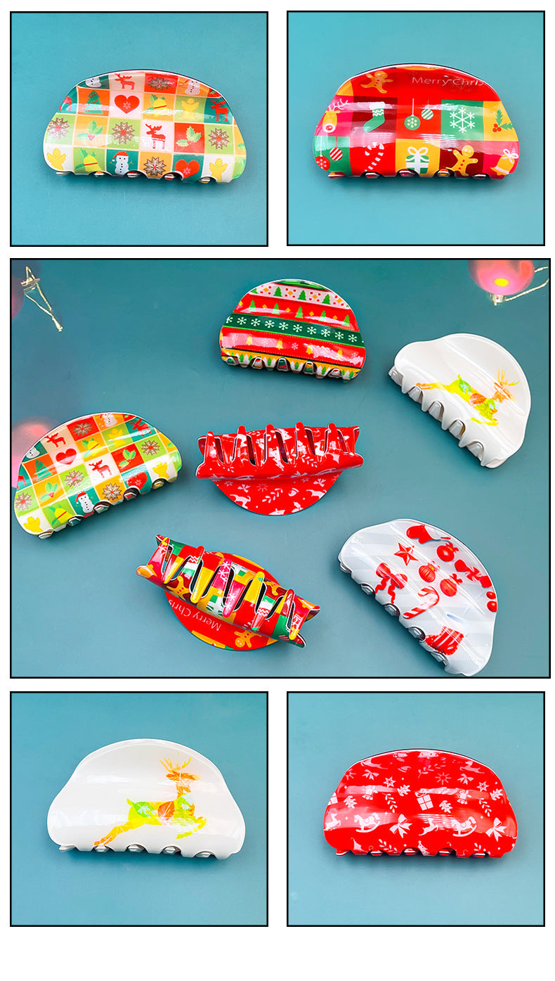 Christmas Basic Women's Christmas Tree Deer PVC Hair Claws