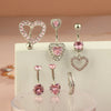 1 Piece 1 Set Belly Rings Hip-Hop Shiny Heart Shape 316L Stainless Steel  Copper Hollow Out Inlay Zircon Belly Rings
