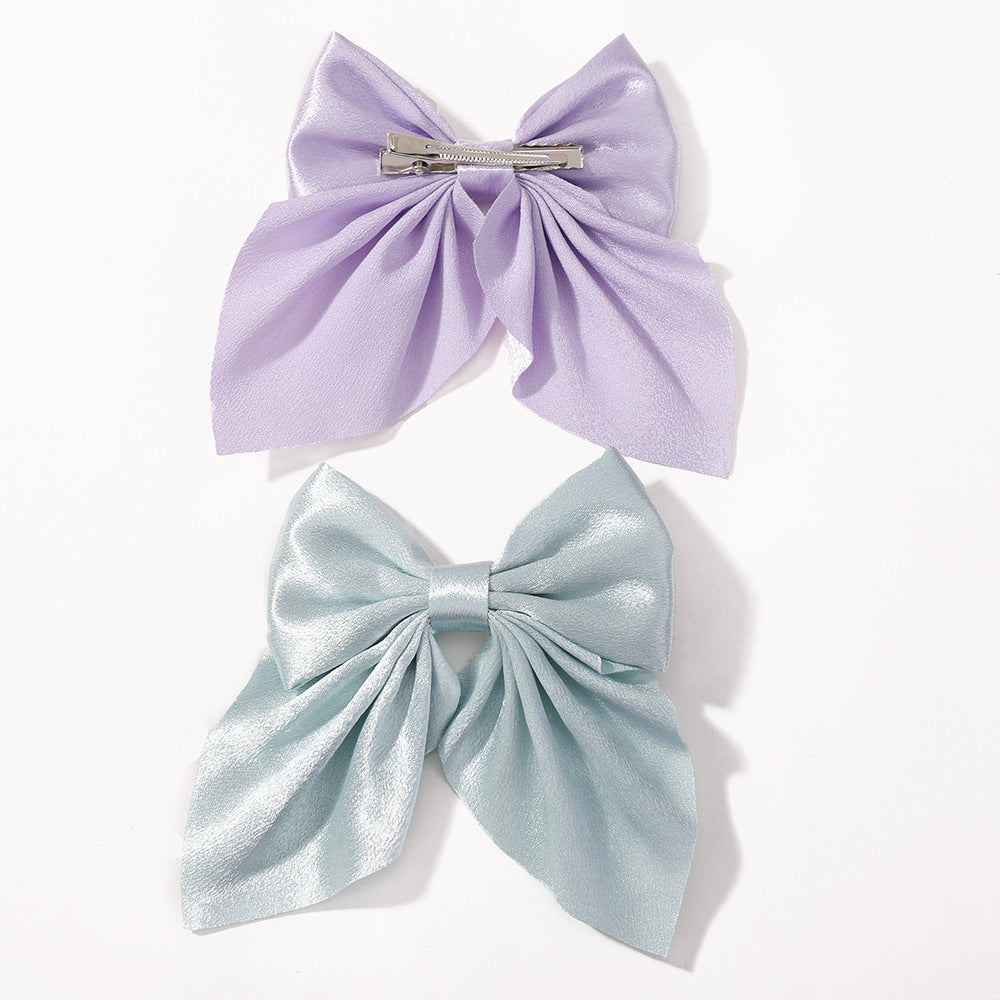Girl'S Sweet IG Style Bow Knot Yao Ming Polyester Ribbed Band Hair Clip