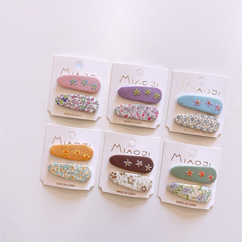 Girl'S Simple Style Classic Style Flower Cloth Contrast Collar Hair Clip