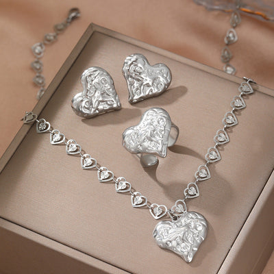 Jewelry Simple Style Classic Style Heart Shape 304 Stainless Steel Plating Jewelry Set