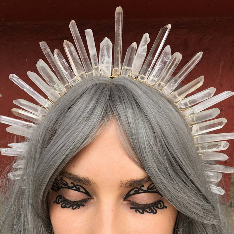 retro square crystal patchwork hair band