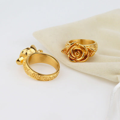 Jewelry Simple Style Streetwear Angel Rose 304 Stainless Steel Rings