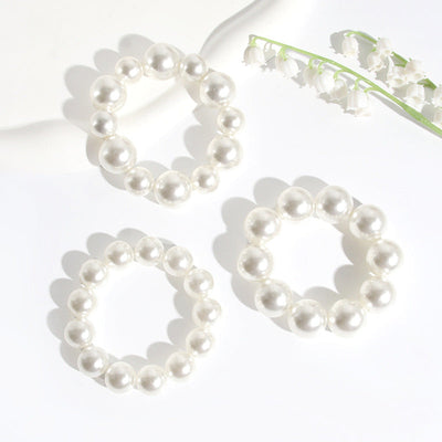 sweet solid color imitation pearl hair tie 1 piece