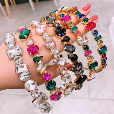 lady streetwear geometric alloy plating inlay rhinestones hair band