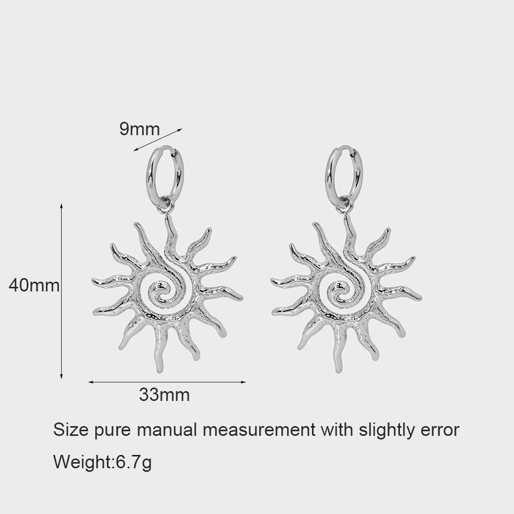1 Pair Vintage Style Classic Style Sun 304 Stainless Steel 18K Gold Plated Drop Earrings