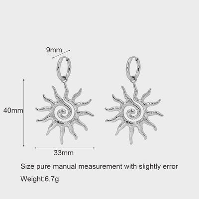 1 Pair Vintage Style Classic Style Sun 304 Stainless Steel 18K Gold Plated Drop Earrings