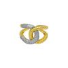 Jewelry IG Style Geometric Copper Zircon 18K Gold Plated Mixed Metal Inlay Open Rings