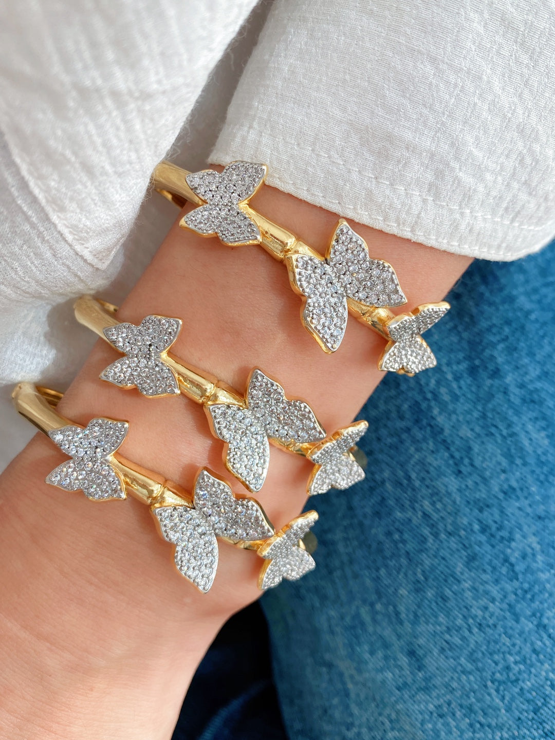 Jewelry Vintage Style Classic Style Butterfly Copper Zircon Plating Rings Earrings Necklace