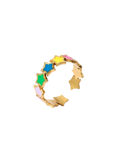 Jewelry IG Style Star Leaves Heart Shape 304 Stainless Steel Open Rings
