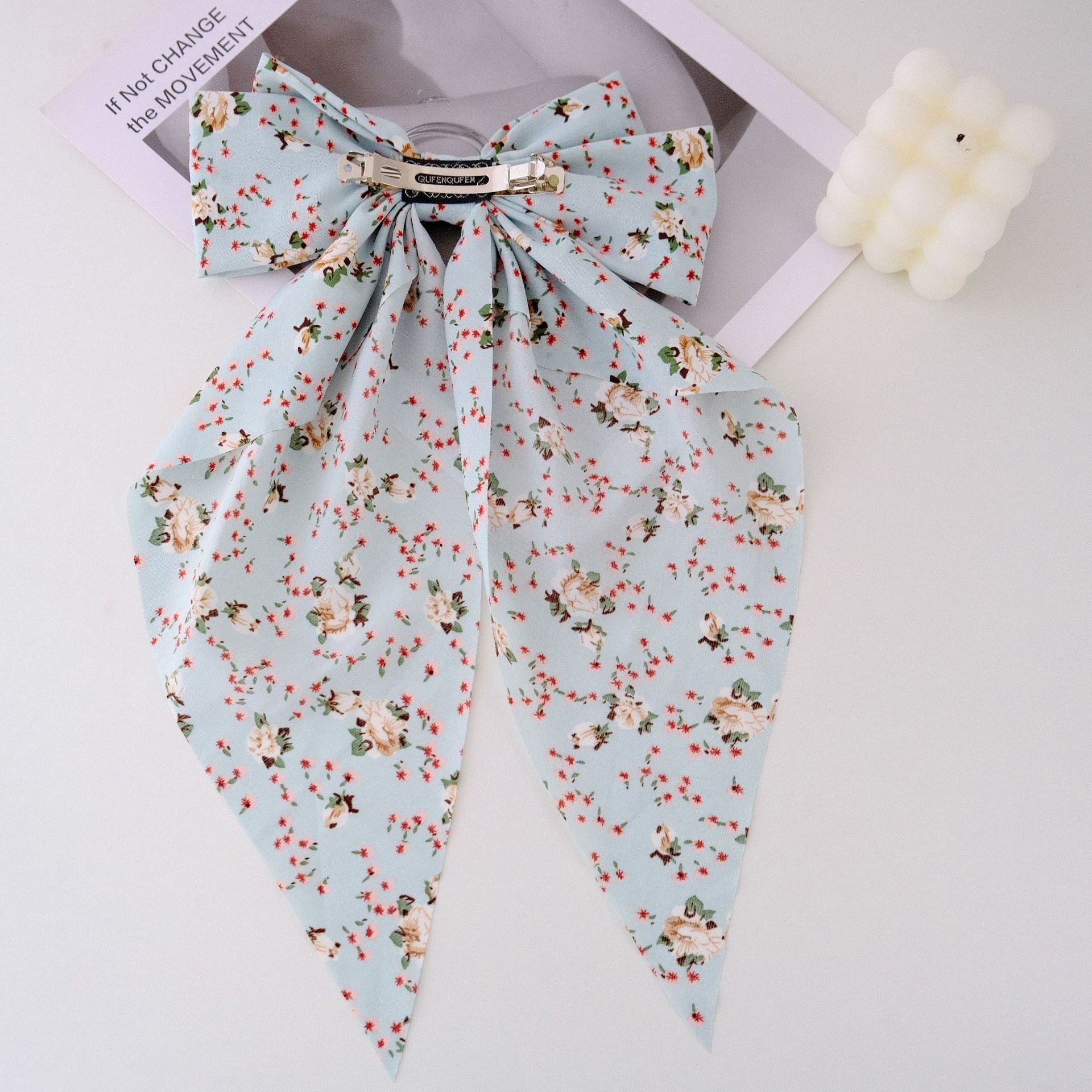 Women's Sweet Pastoral Bow Knot Cloth Floral Hair Claws