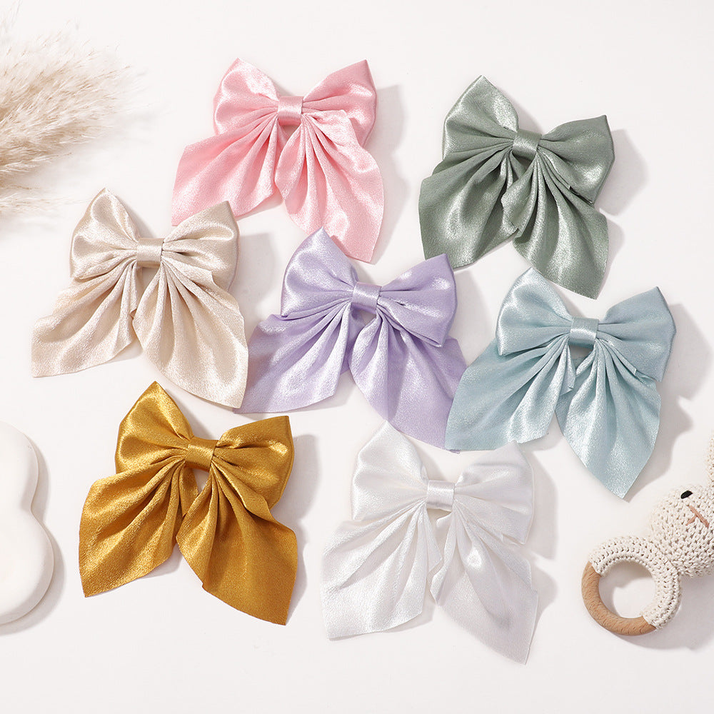 Girl'S Sweet IG Style Bow Knot Yao Ming Polyester Ribbed Band Hair Clip