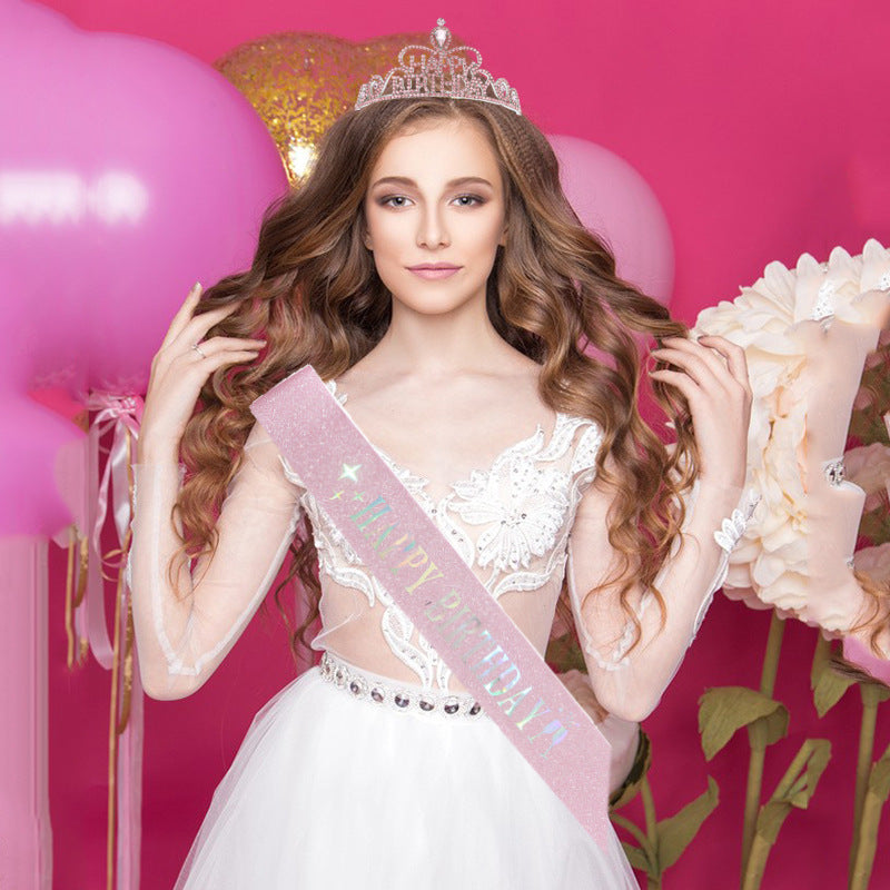 fashion letter metal inlay crown 2 piece set