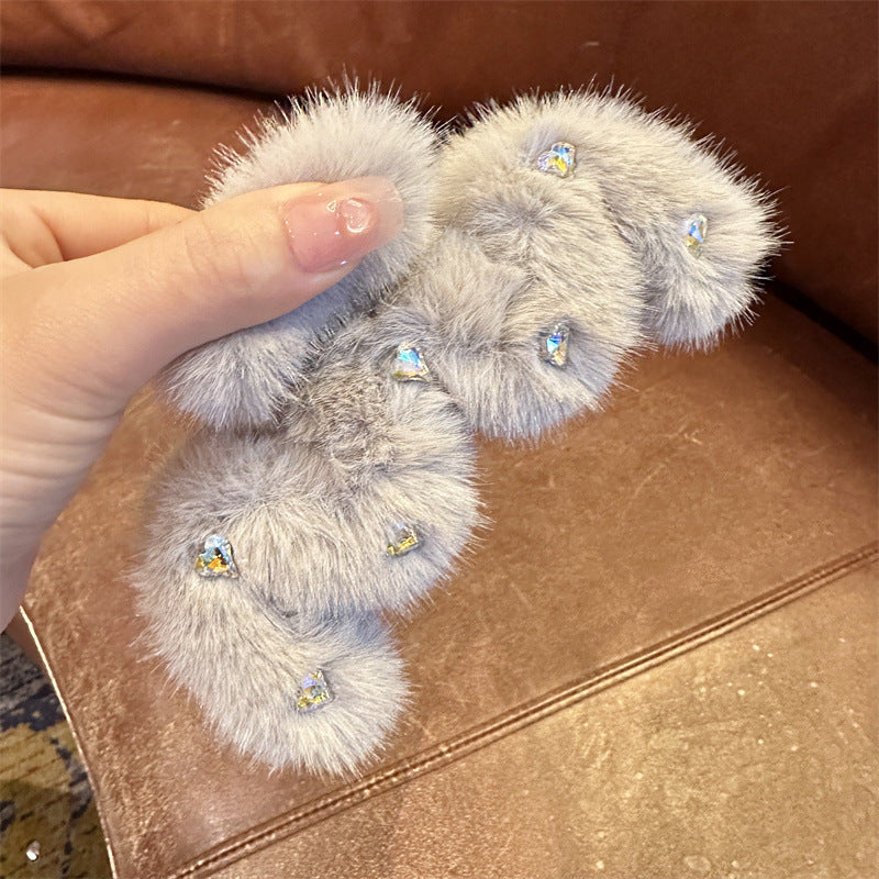 Women's Sweet Korean Style Solid Color Artificial Crystal Inlay Artificial Crystal Hair Claws