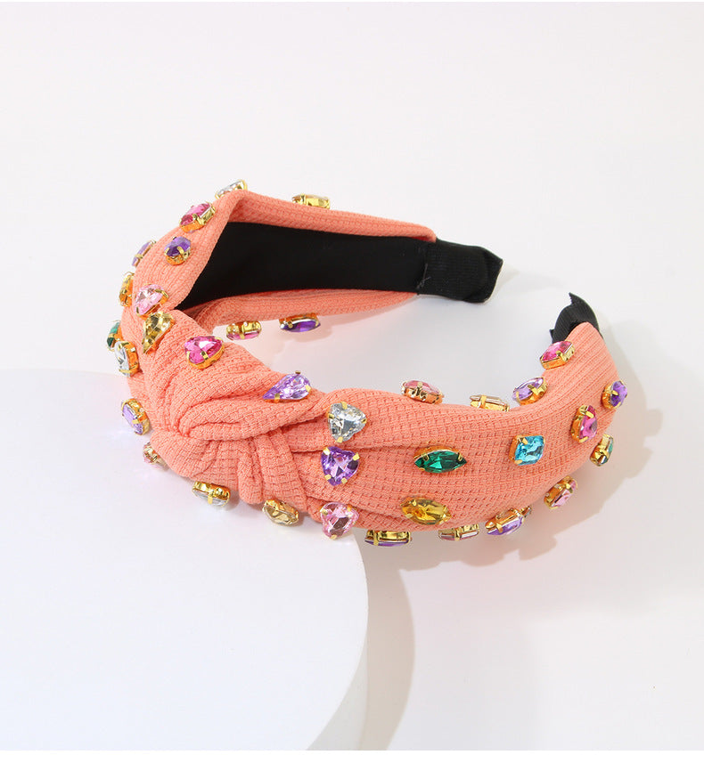 Women's Retro Knot Cloth Handmade Inlay Rhinestones Hair Band