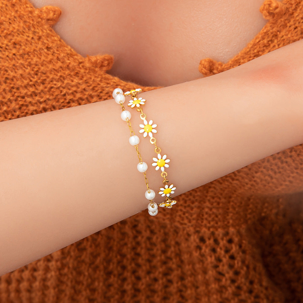 IG Style Sweet Heart Shape 304 Stainless Steel 18K Gold Plated Bracelets In Bulk