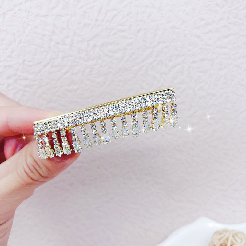 fashion geometric metal inlay rhinestones hair clip 1 piece