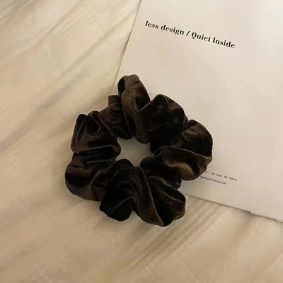 simple style solid color cloth flannel pleated hair tie